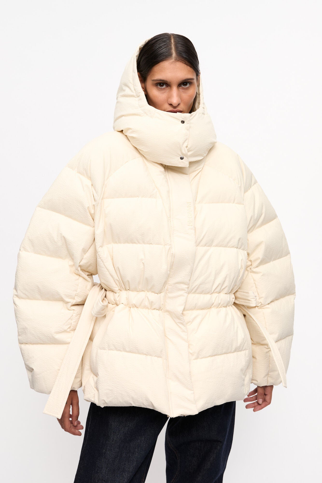 Cream oversized puffer jacket online