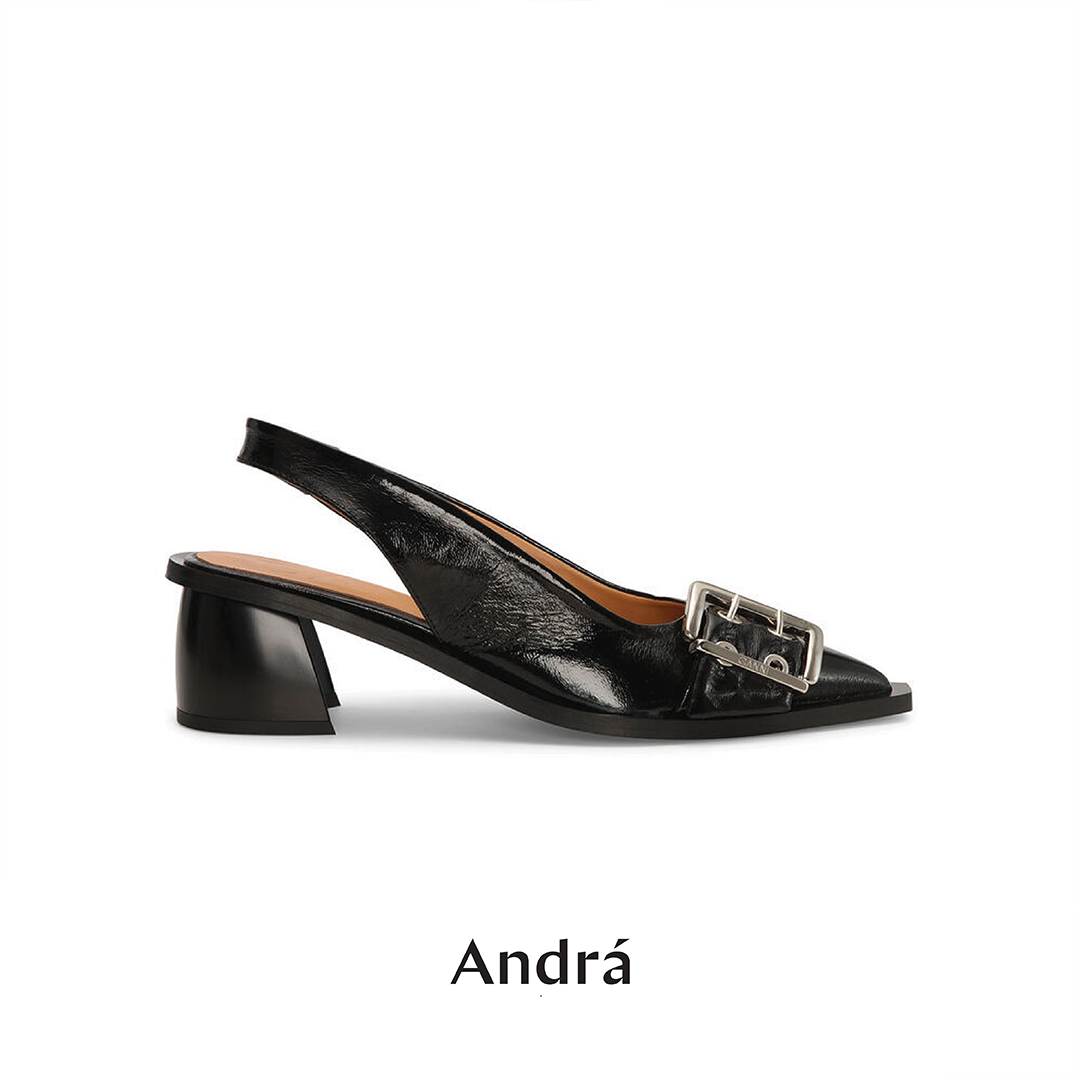 Feminine Buckle Slingback Pump Naplack from Ganni in color black