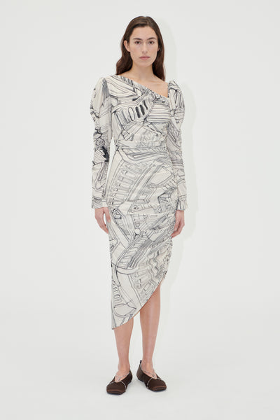 Rouched Midi Dress, 2245 Dry Jersey