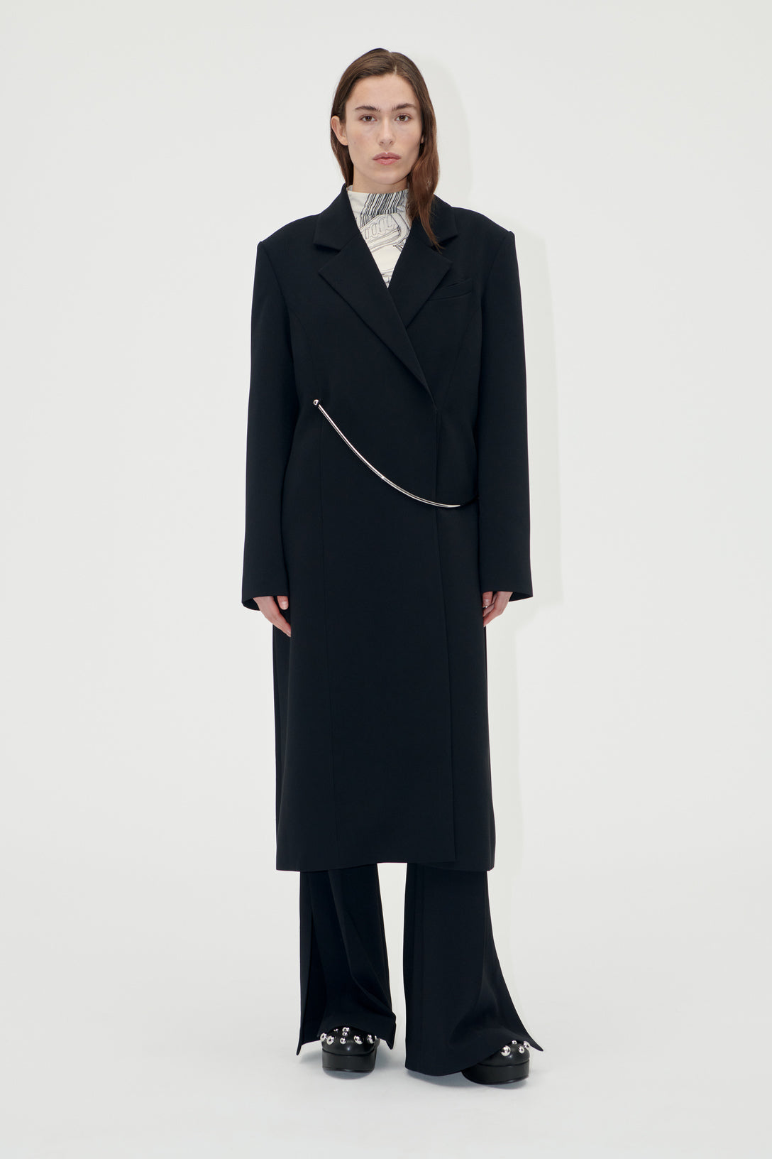 Straight Long Sleeve Coat, 2273 Crepe