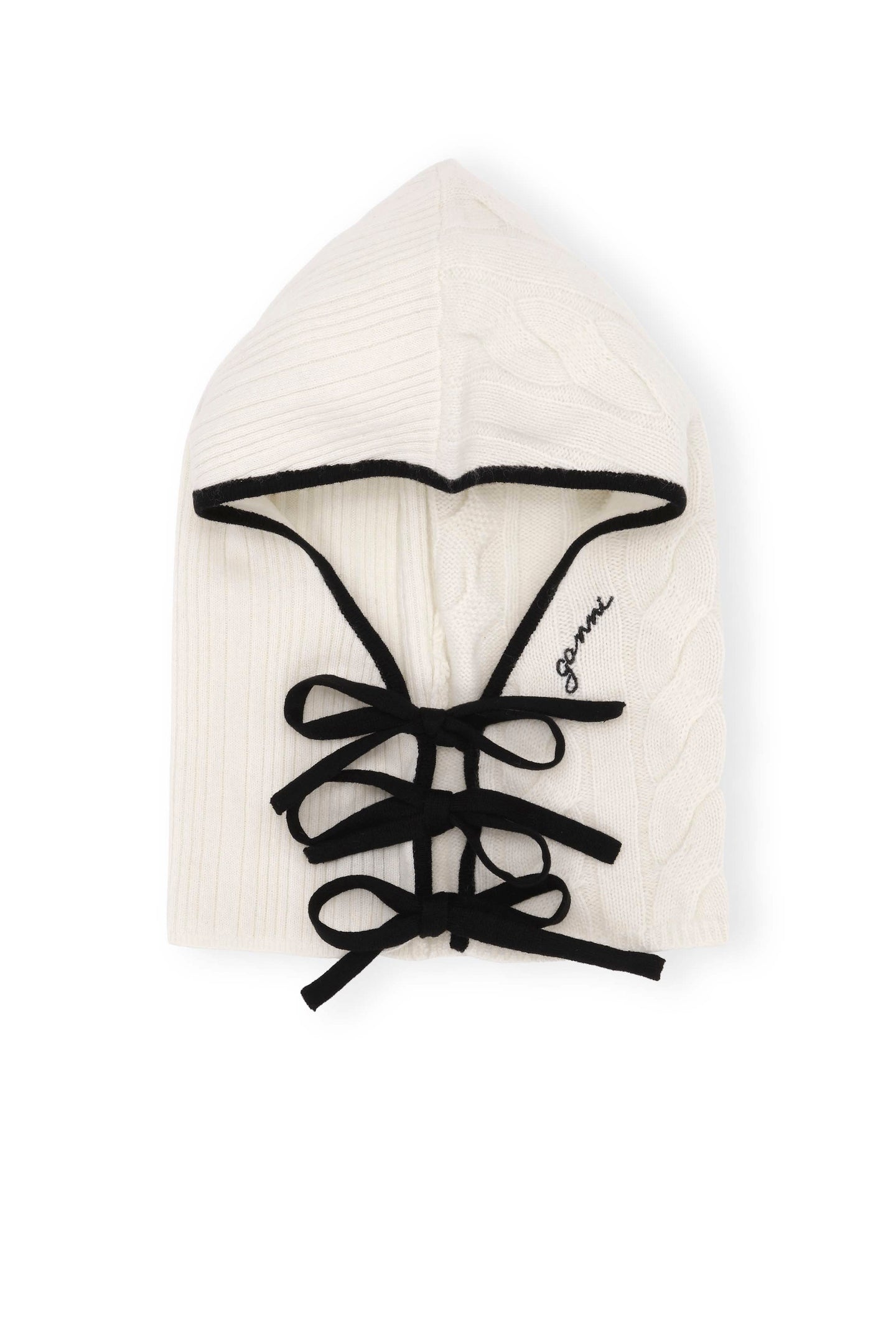 Cashmere Mix Knit Tie String Balaclava