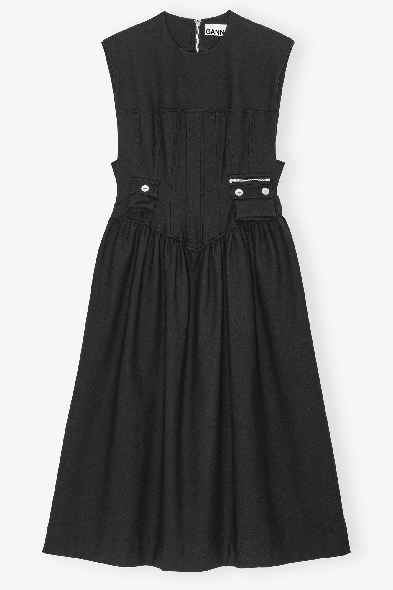 Heavy Cotton Tailoring Corset Midi Dress