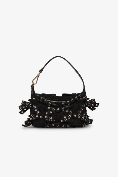 Butterfly Small Pouch Bow Eyelet Mix Denim