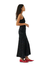 Load image into Gallery viewer, Printed Satin Ruched Long Slip Dress
