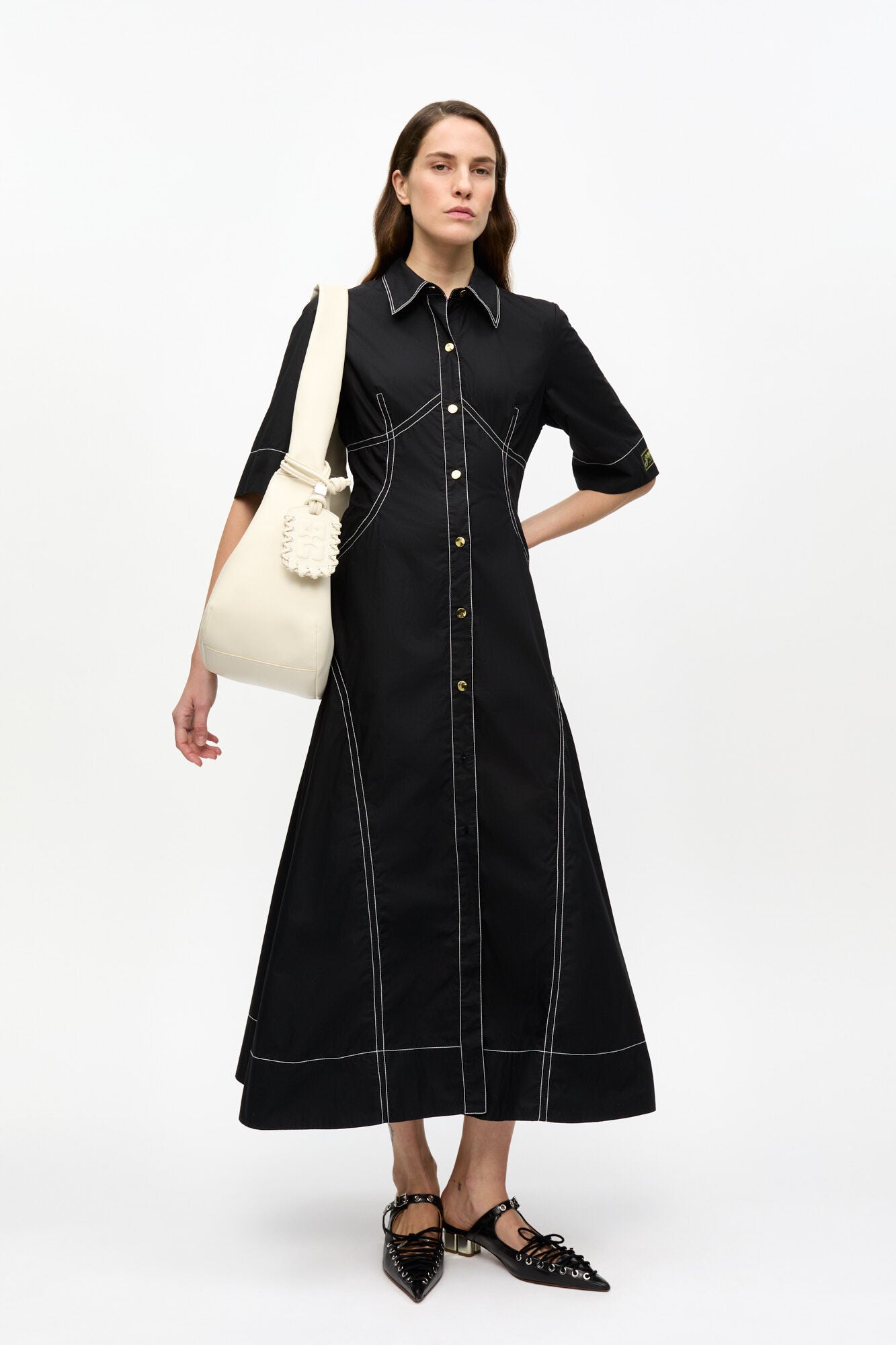 Cotton Poplin Long Shirt Dress