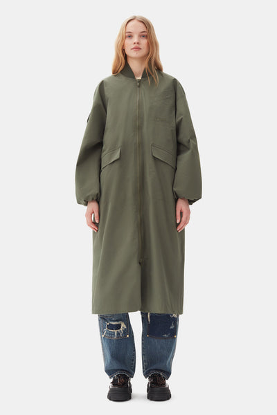 Tech Seersucker Oversized Shell Coat