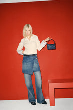 Load image into Gallery viewer, Heavy Washed Denim Flared Skirt Jeans
