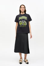 Load image into Gallery viewer, BLACK BASIC JERSEY GREEN CHERRY RELAXED T-SHIRT
