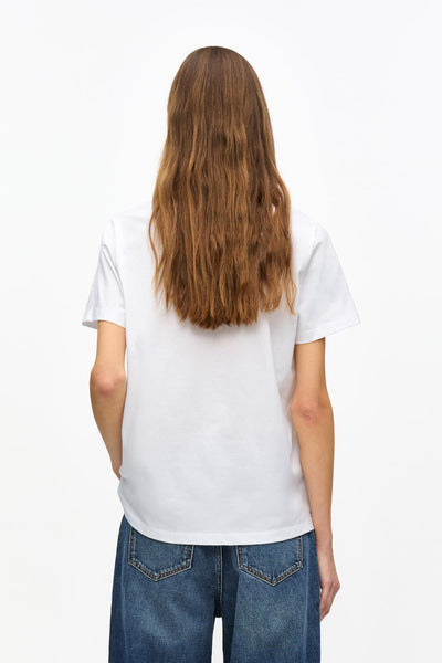 WHITE BASIC JERSEY CHERRY RELAXED T-SHIRT