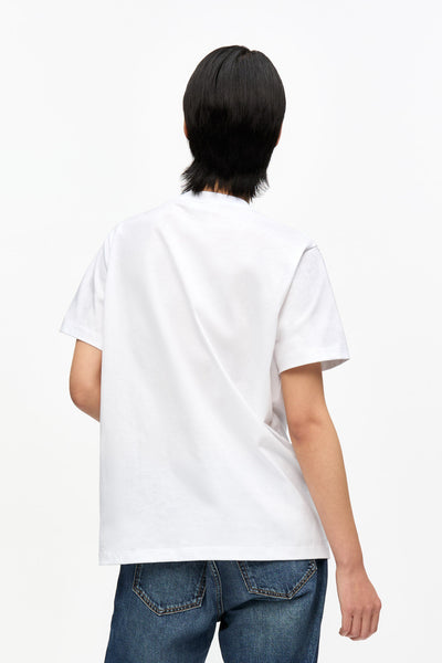 WHITE BASIC COTTON JERSEY TEDDY RELAXED T-SHIRT