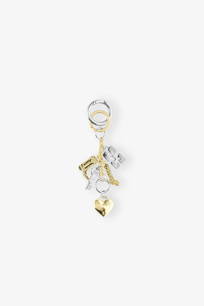 Ganni Bou Charms Keyring Silver and Gold