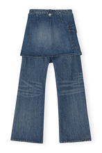 Load image into Gallery viewer, Heavy Washed Denim Flared Skirt Jeans
