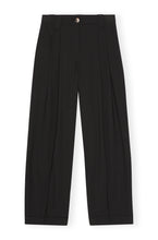 Load image into Gallery viewer, Black Drapey melange pants from Ganni. Featuring a mid waist design.
