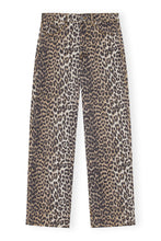 Load image into Gallery viewer, Ganni Print Denim Izey Jeans. Leopard patterned pants on a white background. 
