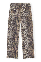 Load image into Gallery viewer, Ganni Print Denim Izey Jeans. Backview of the leopard patterned pants. 
