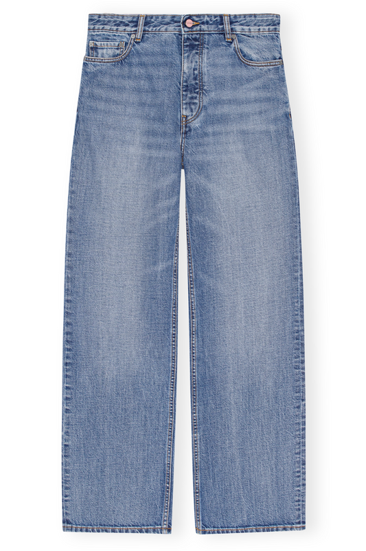 The Rigid Denim Izey from Ganni are midwaisted vintage Jeans. Color of the jeans is mid blue vintage.