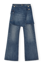 Load image into Gallery viewer, Heavy Washed Denim Flared Skirt Jeans
