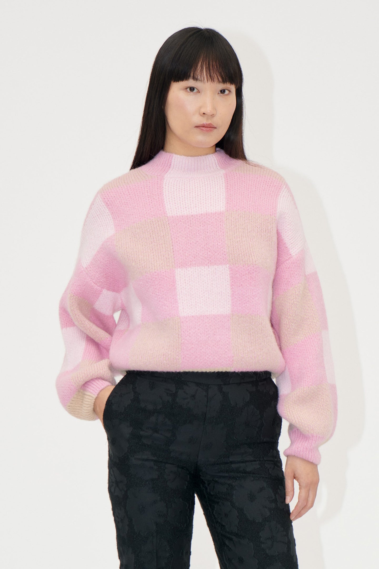 Gingham Check Sweater, 2327 Alpaca Knit