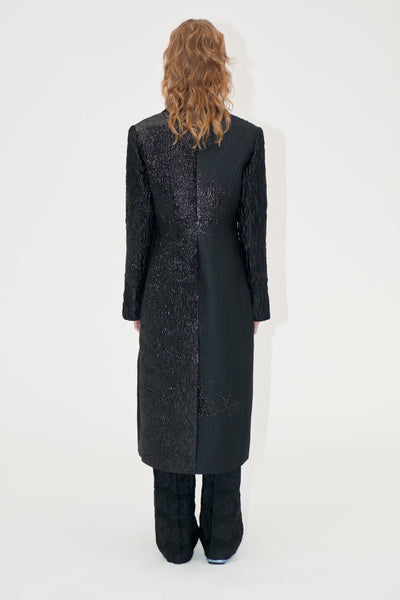 Long Sleeve Straight Coat, 2269 Woven Jacquard