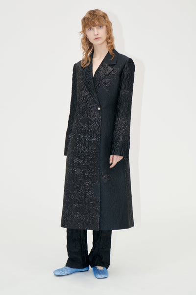 Long Sleeve Straight Coat, 2269 Woven Jacquard