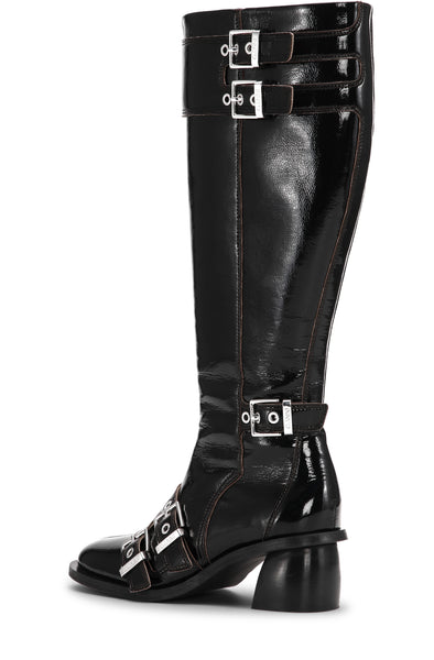 Feminine Buckle High Boot Naplack