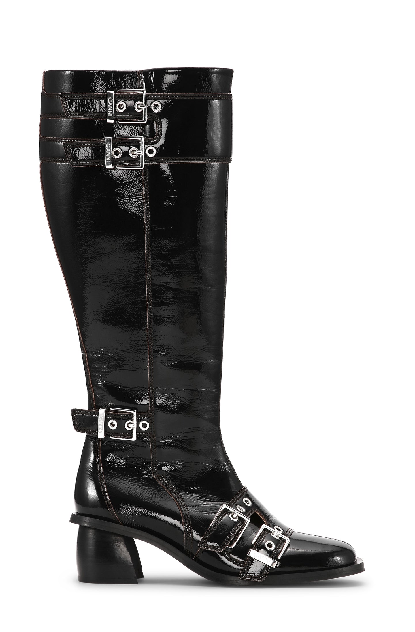 Feminine Buckle High Boot Naplack