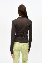 Load image into Gallery viewer, Sheer Mesh Jersey Buttoned Collar Top
