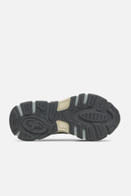 Load image into Gallery viewer, Bottom view of Black and Grey Axel Arigato sphere runner showing the chunky sole.
