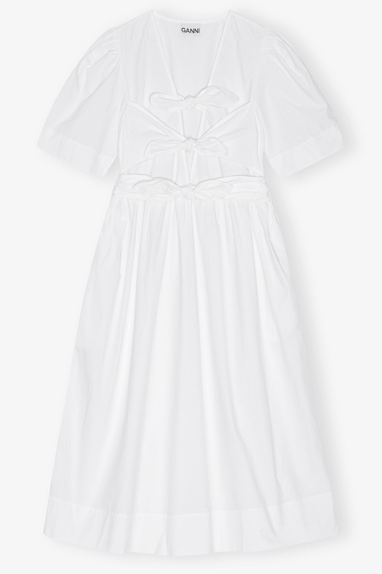 Washed Stretch Cotton Tie Strap Midi Dress