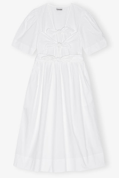 Washed Stretch Cotton Tie Strap Midi Dress