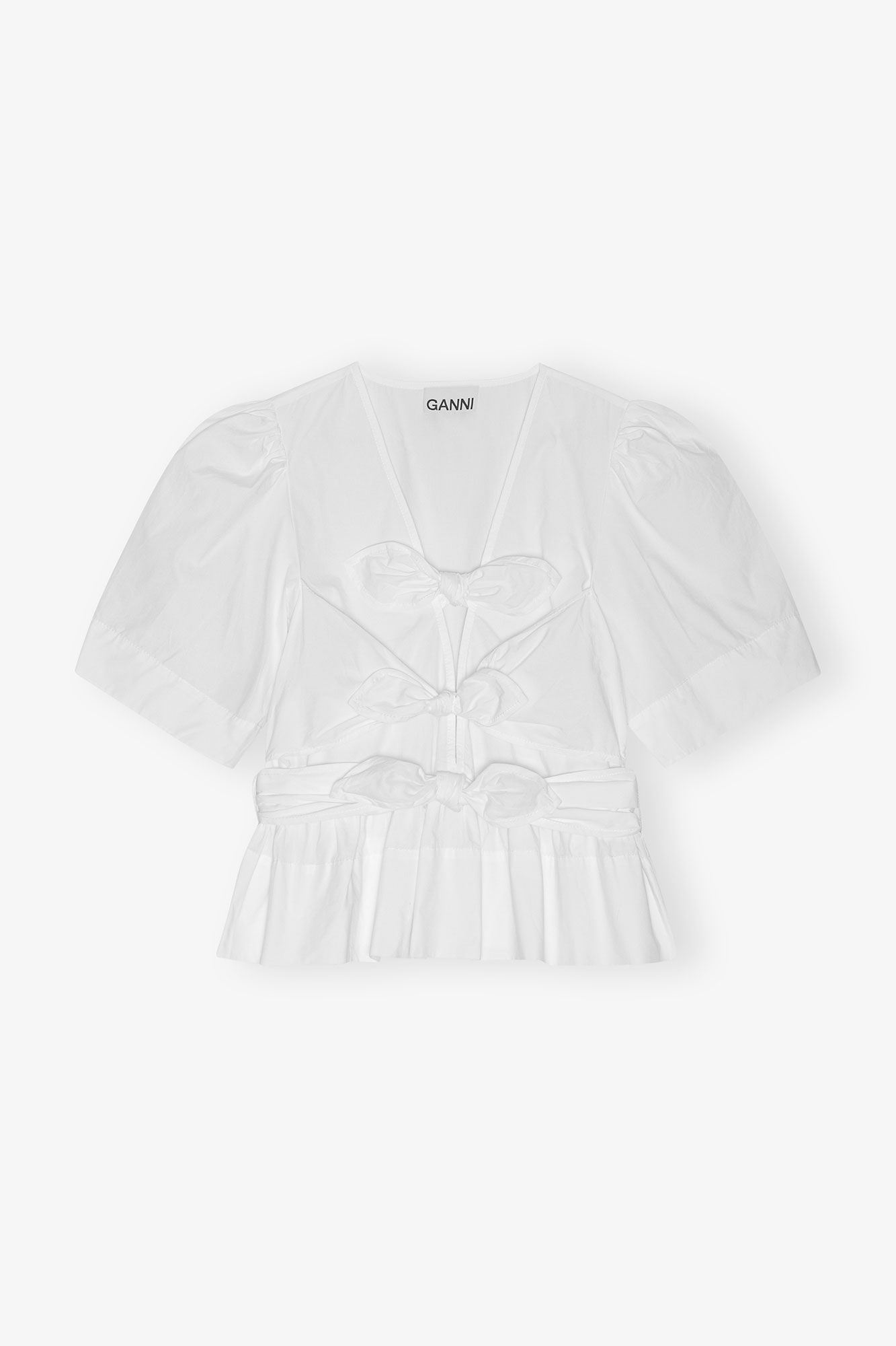 Washed Stretch Cotton Tie Strap Blouse