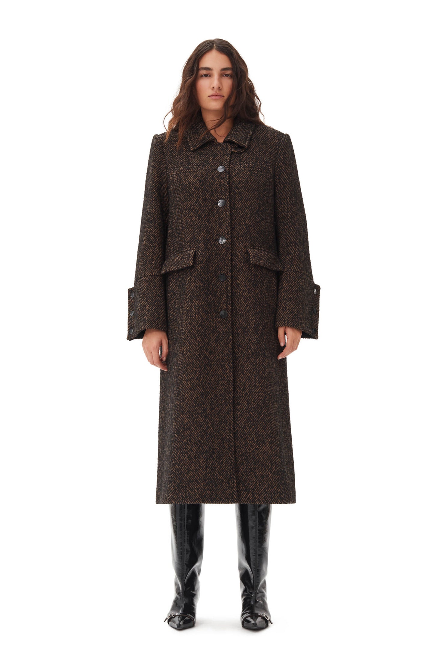 Herringbone Wool Coat