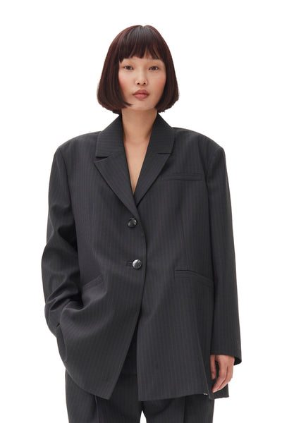 Melange Stripe Suiting Oversized Blazer