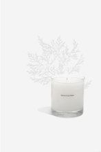 Load image into Gallery viewer, Scented candle no.02 from maison louise marie. With ingredients of the scent handdrawn the background. 
