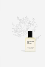 Load image into Gallery viewer, Perfume oil from maison louise marie in scent no.02 le long ford. with handdrawn image of scent ingredients in the background.
