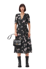 Load image into Gallery viewer, Fluid Crepe Wrap Midi Dress
