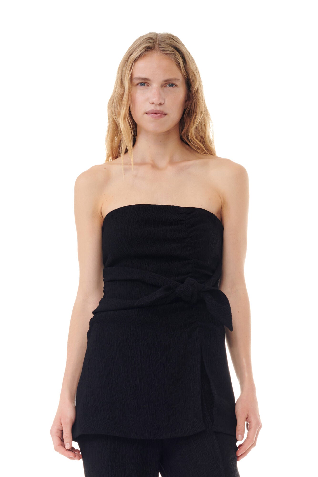 Viscose Stretch Crepe Strapless Top