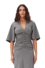 Load image into Gallery viewer, Stripe Suiting V-neck Fitted Dress
