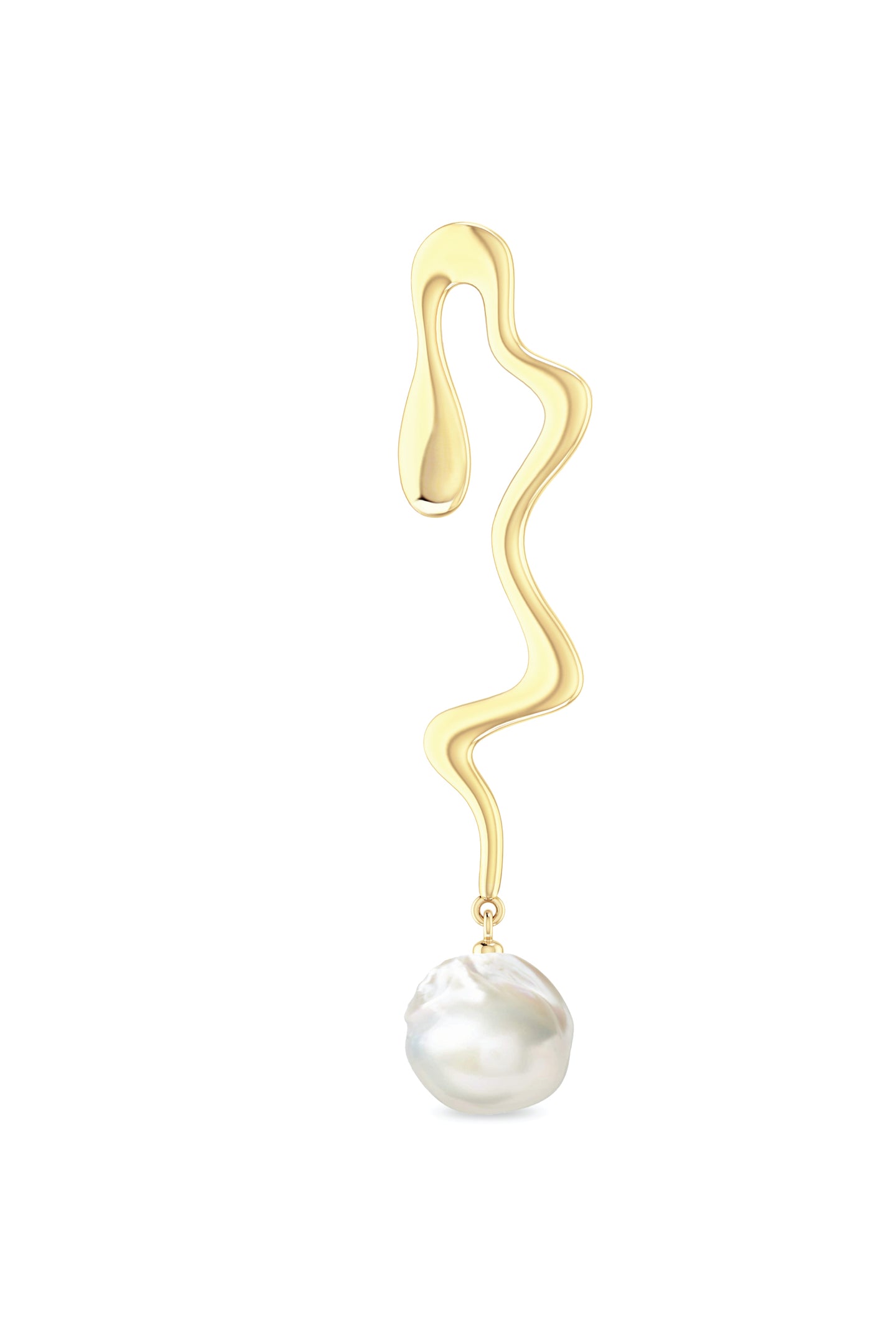 Liquid Pearl Earring right- Gold